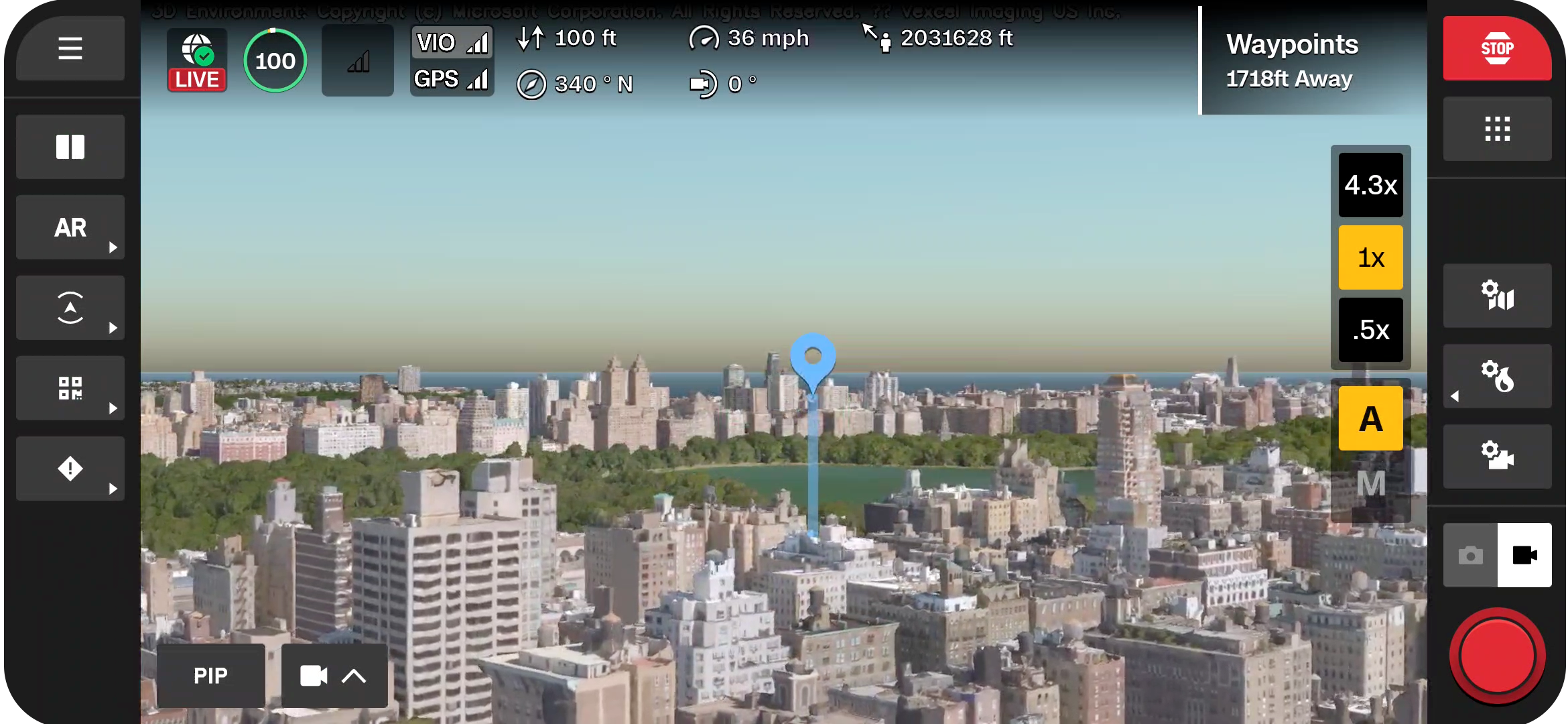 Transit Destination displayed as AR marker on controller camera view